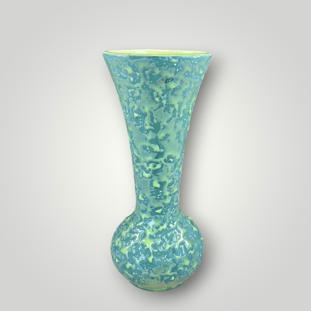 McCoy Brocade Vase Green Art Pottery Bud Vase Mid Century Modern 1950s